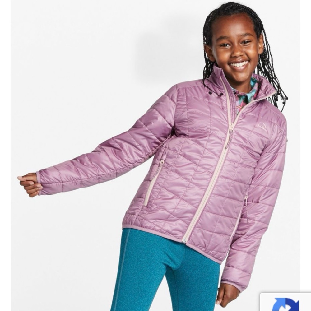 L.L.Bean girl PrimaLoft Packaway Purple Jacke inside pockets Size 8
